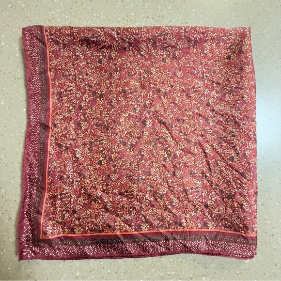 Sally Gee Fall Square Scarf Wrap Red Orange - Picture 5 of 12